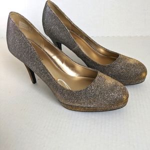 Fioni Night Silver Gold Sz 11 Glittering Stiletto Platform Pumps New